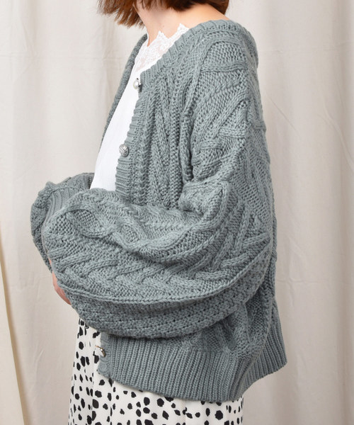 PairPair（ペアペア）の「ケーブル編みイロイロ釦カーディガン（カーディガン/ボレロ・レディース・ブラウン/ブルー系その他/スモークピンク/ライトベージュ・FREE）」の15枚目の写真