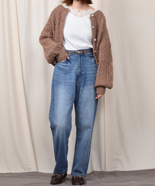 PairPair（ペアペア）の「ケーブル編みイロイロ釦カーディガン（カーディガン/ボレロ・レディース・ブラウン/ブルー系その他/スモークピンク/ライトベージュ・FREE）」の12枚目の写真