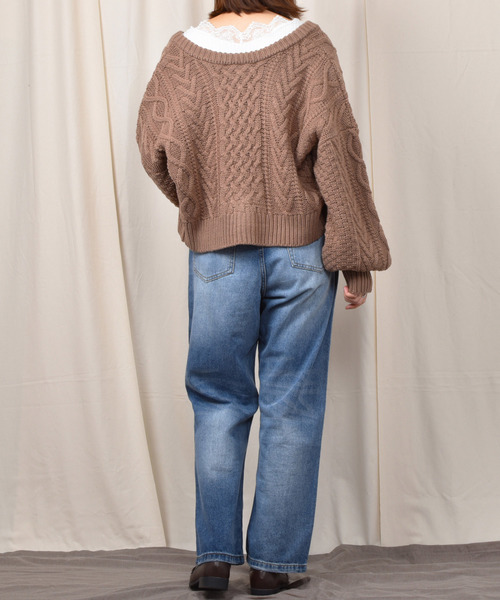 PairPair（ペアペア）の「ケーブル編みイロイロ釦カーディガン（カーディガン/ボレロ・レディース・ブラウン/ブルー系その他/スモークピンク/ライトベージュ・FREE）」の9枚目の写真