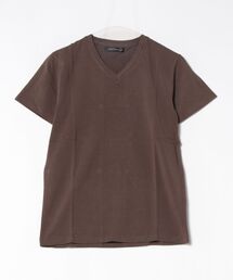 /コットンモダール半袖VネックTシャツ/