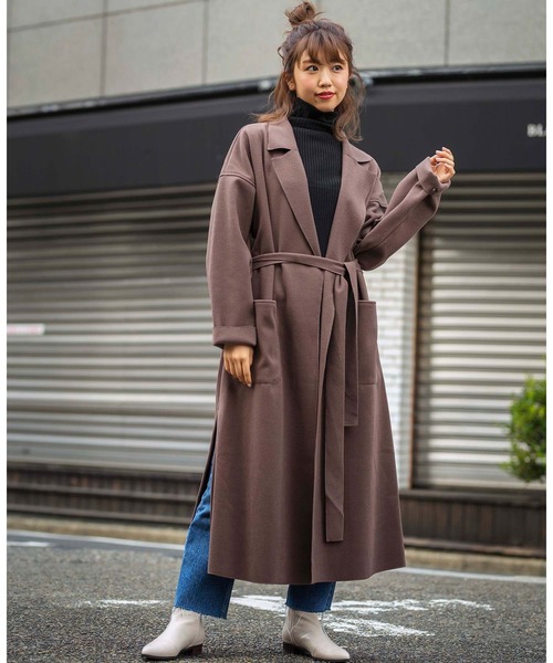 GeeRA(ジーラ)の「サイドスリットBIGロングコート(その他アウター・レディース・ブラウン/モカ/ミント・MEDIUM)」の10枚目の写真