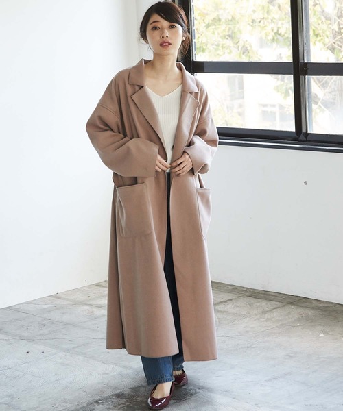 GeeRA(ジーラ)の「サイドスリットBIGロングコート(その他アウター・レディース・ブラウン/モカ/ミント・MEDIUM)」の13枚目の写真