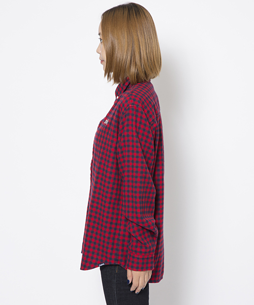 X-girl（エックスガール）の「TOMBOY PLAID BIG SHIRT（シャツ/ブラウス・レディース・レッド/グリーン/ブルー・1/2）」の4枚目の写真