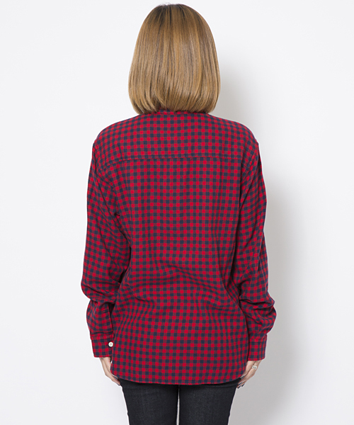 X-girl（エックスガール）の「TOMBOY PLAID BIG SHIRT（シャツ/ブラウス・レディース・レッド/グリーン/ブルー・1/2）」の5枚目の写真