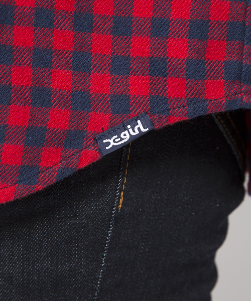 X-girl（エックスガール）の「TOMBOY PLAID BIG SHIRT（シャツ/ブラウス・レディース・レッド/グリーン/ブルー・1/2）」の7枚目の写真