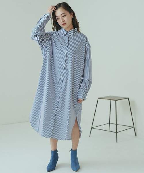 シャツワンピース ワンピースタイプライターシャツワンピース ストライプ柄 シャツワンピース Ciaopanic チャオパニック のファッション