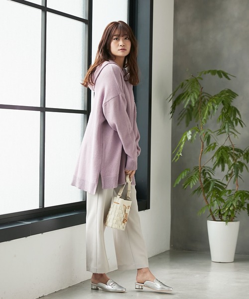 KOBE LETTUCE（コウベレタス）の「フーディーサイドスリットニットトップス（ニット/セーター・レディース・ミント/グレー/ラベンダー/ライトベージュ・FREE）」の13枚目の写真