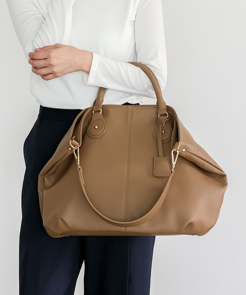 VitaFelice（ヴィータフェリーチェ）の「サイド折れ3wayトートーバッグ（トートバッグ・レディース・ブラック/グレー/キャメル/モカ/ベージュ系その他/ライトグレー/チャコール/ネイビー/ブラウン系/スモークピンク・FREE）」の7枚目の写真