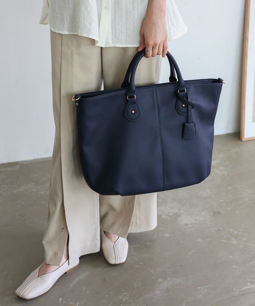 VitaFelice（ヴィータフェリーチェ）の「サイド折れ3wayトートーバッグ（トートバッグ・レディース・ブラック/グレー/キャメル/モカ/ベージュ系その他/ライトグレー/チャコール/ネイビー/ブラウン系/スモークピンク・FREE）」の8枚目の写真