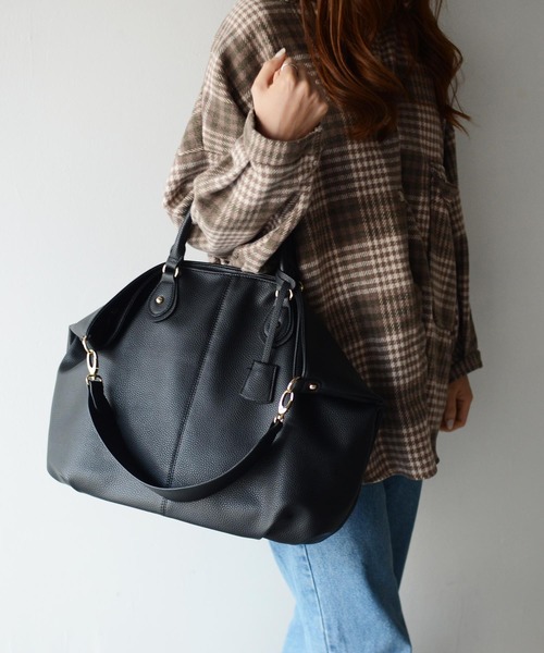 VitaFelice（ヴィータフェリーチェ）の「サイド折れ3wayトートーバッグ（トートバッグ・レディース・ブラック/グレー/キャメル/モカ/ベージュ系その他/ライトグレー/チャコール/ネイビー/ブラウン系/スモークピンク・FREE）」の13枚目の写真