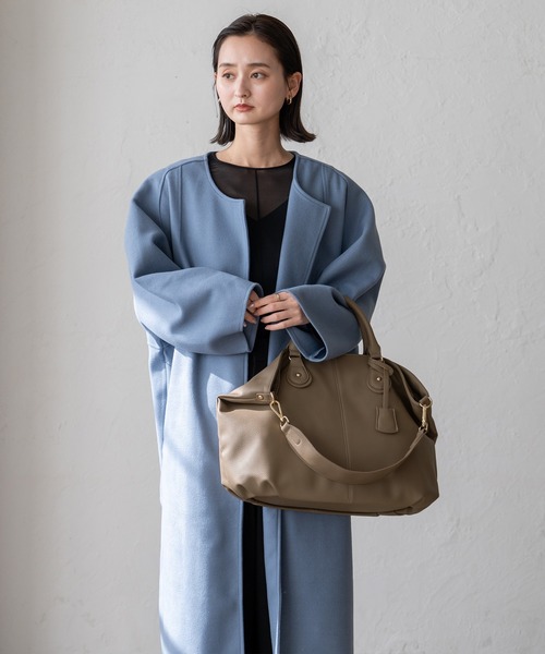 VitaFelice（ヴィータフェリーチェ）の「サイド折れ3wayトートーバッグ（トートバッグ・レディース・ブラック/グレー/キャメル/モカ/ベージュ系その他/ライトグレー/チャコール/ネイビー/ブラウン系/スモークピンク・FREE）」の17枚目の写真