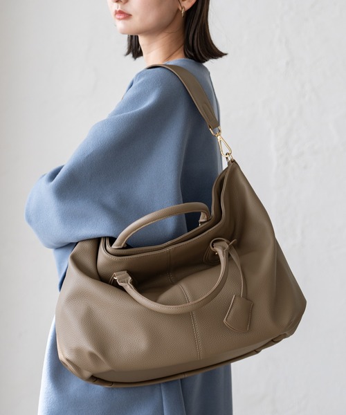 VitaFelice（ヴィータフェリーチェ）の「サイド折れ3wayトートーバッグ（トートバッグ・レディース・ブラック/グレー/キャメル/モカ/ベージュ系その他/ライトグレー/チャコール/ネイビー/ブラウン系/スモークピンク・FREE）」の20枚目の写真