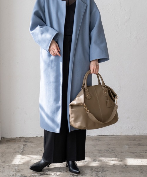 VitaFelice（ヴィータフェリーチェ）の「サイド折れ3wayトートーバッグ（トートバッグ・レディース・ブラック/グレー/キャメル/モカ/ベージュ系その他/ライトグレー/チャコール/ネイビー/ブラウン系/スモークピンク・FREE）」の22枚目の写真