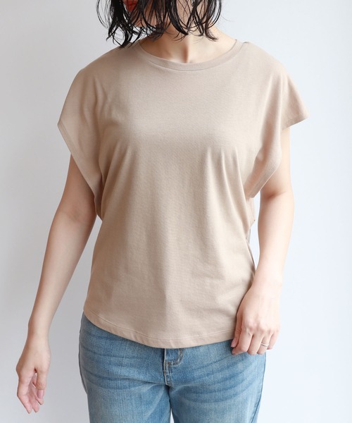 andme(アンドミー)の「フレンチスリーブ脇見え防止デザインTシャツ(Tシャツ/カットソー・レディース・ブラック/チャコールグレー/グレー系その他/ラベンダー/オフホワイト・M/L)」の15枚目の写真