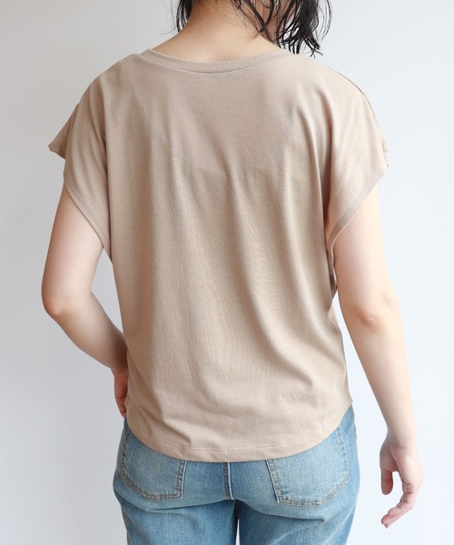 andme(アンドミー)の「フレンチスリーブ脇見え防止デザインTシャツ(Tシャツ/カットソー・レディース・ブラック/チャコールグレー/グレー系その他/ラベンダー/オフホワイト・M/L)」の17枚目の写真
