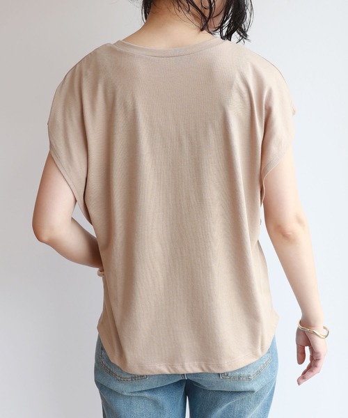 andme(アンドミー)の「フレンチスリーブ脇見え防止デザインTシャツ(Tシャツ/カットソー・レディース・ブラック/チャコールグレー/グレー系その他/ラベンダー/オフホワイト・M/L)」の20枚目の写真
