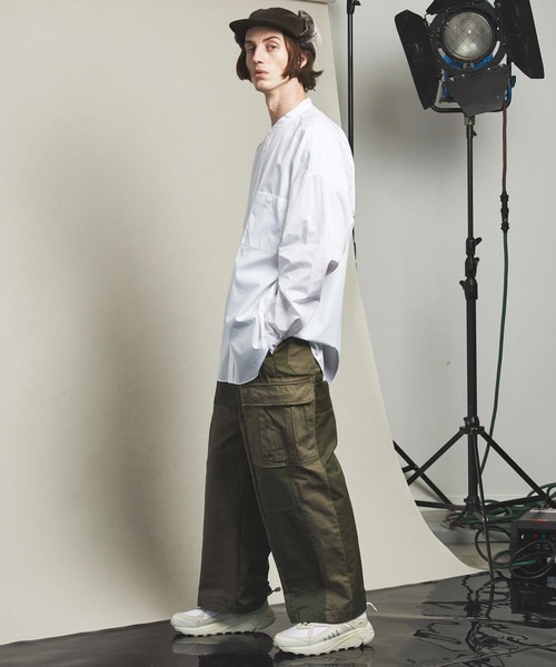 MAISON SPECIAL（メゾンスペシャル）の「《ユニセックスアイテム》THOMAS MASON/トーマスメイソン プライムオーバースタンドカラーシャツ 【MAISON SPECIAL/メゾンスペシャル】（シャツ/ブラウス・メンズ・ブラック/ベージュ/グレー/オフホワイト/ブルー/その他1/ダークブラック・1/2/0）」の14枚目の写真