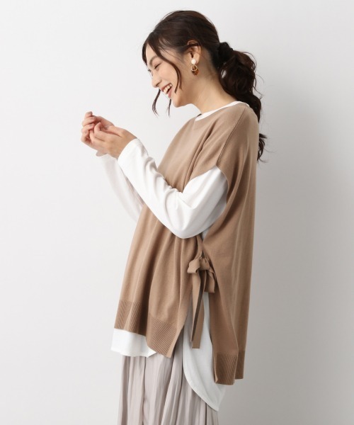 レアデザイン✨アルベロベロ♡シワ加工 お顔ベスト チュニック　レース　リボン セール】レースベスト（ベスト）｜Achic（アシック）の