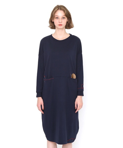 Design ワンピース Graniph デザイン ストア Design Tshirts Store コクーンシルエットワンピース ハリネズミ ネイビー ワンピース ティーシャツ セール グラニフ のファッション Store