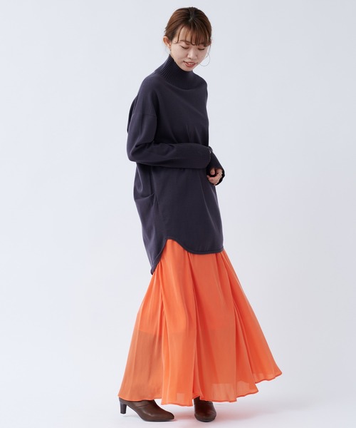 DouDou（ドゥドゥ）の「キュプラフレアスカート（スカート・レディース・オレンジ/ブルー/ベージュ/ベージュ系その他/ブラック・FREE）」の9枚目の写真
