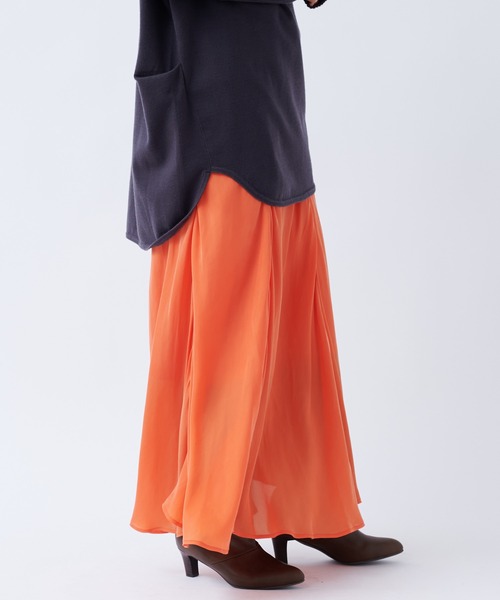 DouDou（ドゥドゥ）の「キュプラフレアスカート（スカート・レディース・オレンジ/ブルー/ベージュ/ベージュ系その他/ブラック・FREE）」の20枚目の写真