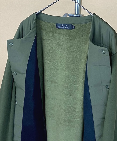 Beno（ビーノ）の「インナーダウン アクティビカル ノーカラー フロント ダウン ブルゾン（ダウンジャケット/コート・メンズ・ブラック/ネイビー/ベージュ/カーキ/カモフラージュ/チャコールグレー・L/LL/M）」の9枚目の写真