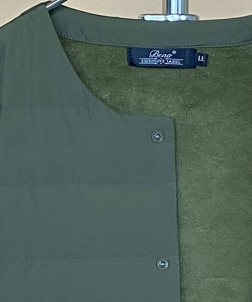 Beno（ビーノ）の「インナーダウン アクティビカル ノーカラー フロント ダウン ブルゾン（ダウンジャケット/コート・メンズ・ブラック/ネイビー/ベージュ/カーキ/カモフラージュ/チャコールグレー・L/LL/M）」の10枚目の写真