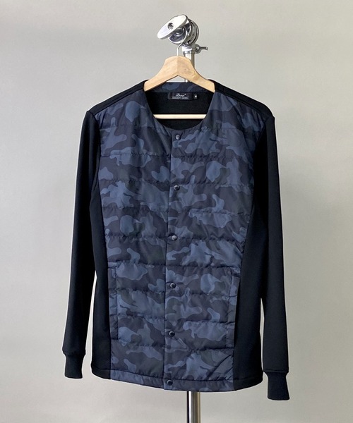 Beno（ビーノ）の「インナーダウン アクティビカル ノーカラー フロント ダウン ブルゾン（ダウンジャケット/コート・メンズ・ブラック/ネイビー/ベージュ/カーキ/カモフラージュ/チャコールグレー・L/LL/M）」の18枚目の写真