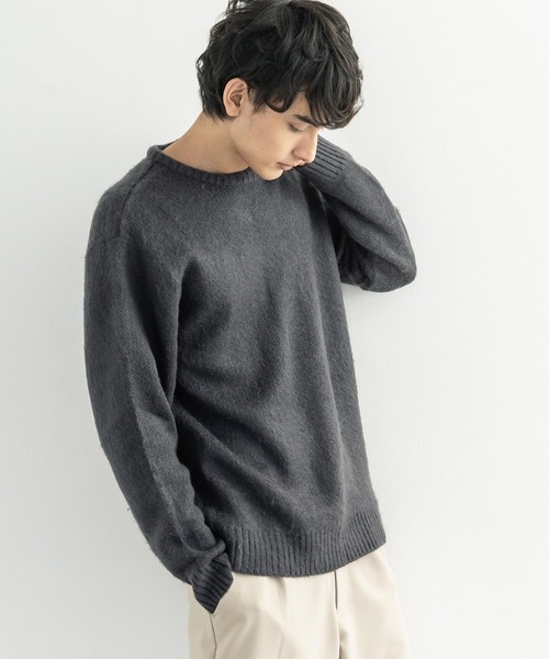 Rocky Monroe(ロッキーモンロー)の「モヘアタッチ起毛 オーバーサイズ クルーネックニット(ニット/セーター・メンズ・チャコール/ベージュ/テラコッタ/ブラック・M/L)」の3枚目の写真