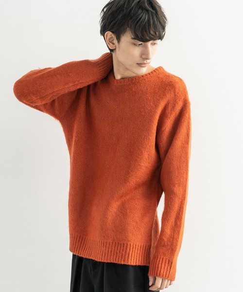 Rocky Monroe(ロッキーモンロー)の「モヘアタッチ起毛 オーバーサイズ クルーネックニット(ニット/セーター・メンズ・チャコール/ベージュ/テラコッタ/ブラック・M/L)」の4枚目の写真