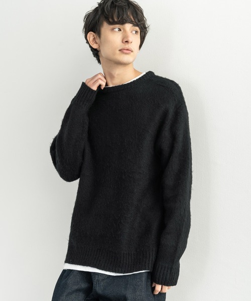 Rocky Monroe(ロッキーモンロー)の「モヘアタッチ起毛 オーバーサイズ クルーネックニット(ニット/セーター・メンズ・チャコール/ベージュ/テラコッタ/ブラック・M/L)」の2枚目の写真