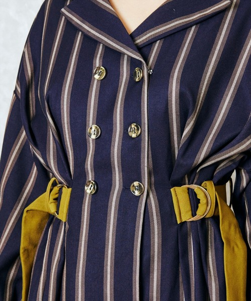 ストライプダブルボタンワンピース ストライプダブルボタンワンピース | axes femme online shop