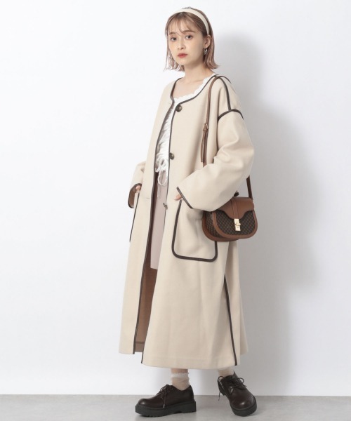 Heather（ヘザー）の「パイピングコート 929464（ノーカラーコート