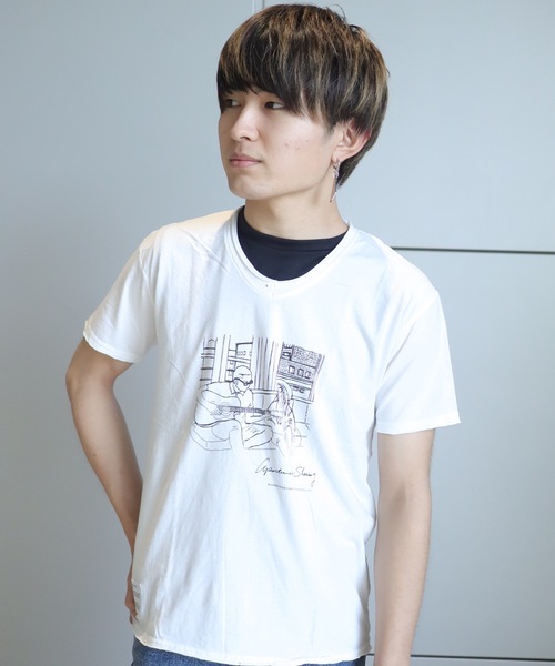 rovtski（ロフトスキー）の「ﾗﾌｨー天竺VﾈｯｸPRINT TEE（Tシャツ/カットソー・メンズ・その他4/その他6/その他12/その他10/その他3/その他7/その他/その他2/その他1/その他5/その他11/その他13/その他9/その他8・MEDIUM/LARGE）」の2枚目の写真