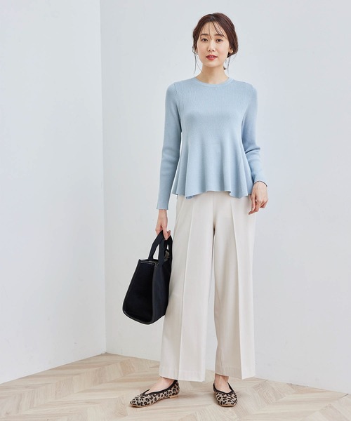 ROPE' PICNIC(ロペピクニック)の「【マシンウォッシャブル】ペプラムニットプルオーバー(ニット/セーター・レディース・ブラック/ベージュ/サックスブルー/グリーン系その他/ピンク系その他2・38)」の21枚目の写真