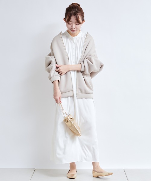 DouDou（ドゥドゥ）の「ギャザーボリュームカフタンワンピース（ワンピース・レディース・ホワイト/チャコールグレー/グリーン・FREE）」の16枚目の写真