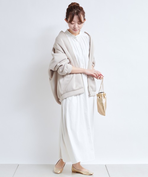 DouDou（ドゥドゥ）の「ギャザーボリュームカフタンワンピース（ワンピース・レディース・ホワイト/チャコールグレー/グリーン・FREE）」の17枚目の写真