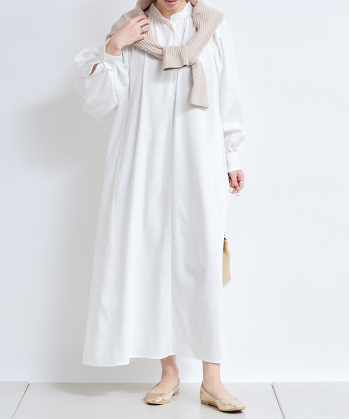 DouDou（ドゥドゥ）の「ギャザーボリュームカフタンワンピース（ワンピース・レディース・ホワイト/チャコールグレー/グリーン・FREE）」の11枚目の写真