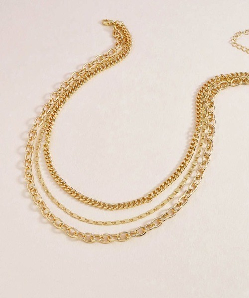 mou(モウ)の「レイヤーテクスチャーネックレス(ネックレス・レディース・ゴールド・FREE)」の1枚目の写真