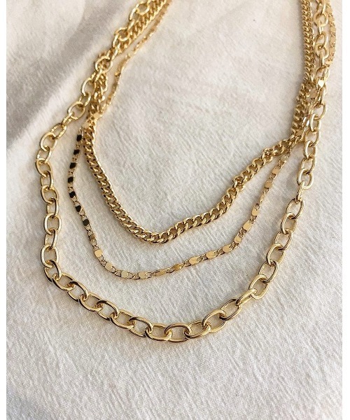 mou(モウ)の「レイヤーテクスチャーネックレス(ネックレス・レディース・ゴールド・FREE)」の2枚目の写真