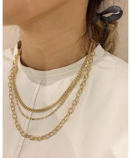 mou(モウ)の「レイヤーテクスチャーネックレス(ネックレス・レディース・ゴールド・FREE)」の3枚目の写真