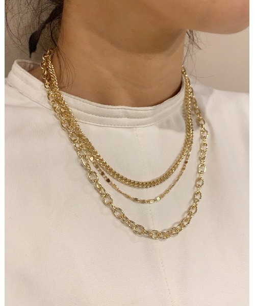 mou(モウ)の「レイヤーテクスチャーネックレス(ネックレス・レディース・ゴールド・FREE)」の4枚目の写真