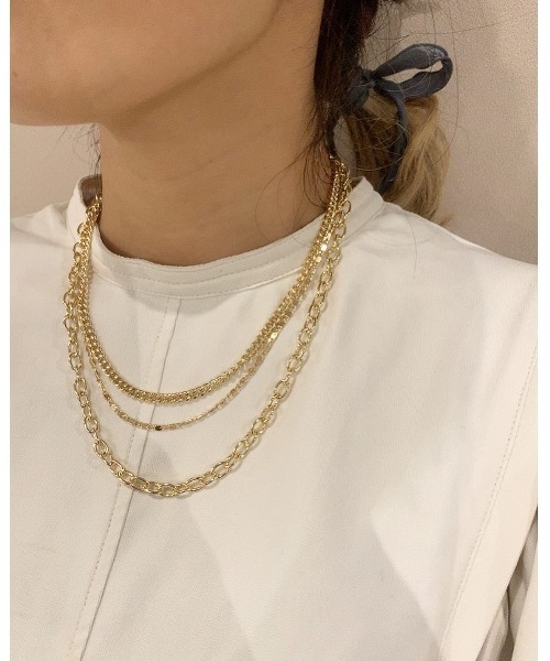 mou(モウ)の「レイヤーテクスチャーネックレス(ネックレス・レディース・ゴールド・FREE)」の6枚目の写真