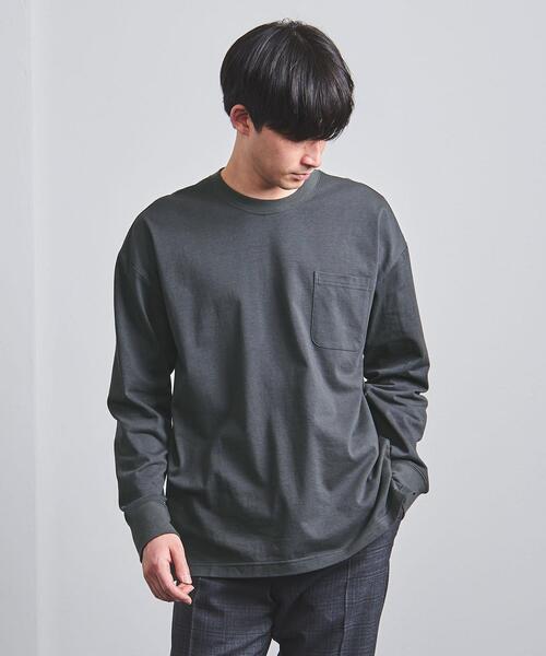 tsuki.s（ツキドットエス）の「＜tsuki.s（ツキドットエス）＞【別注】テンジク クルーネック ロングスリーブ（Tシャツ/カットソー・メンズ・オフホワイト/オリーブ・SMALL/MEDIUM/LARGE）」の3枚目の写真