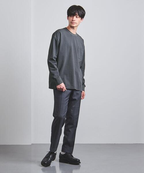 tsuki.s（ツキドットエス）の「＜tsuki.s（ツキドットエス）＞【別注】テンジク クルーネック ロングスリーブ（Tシャツ/カットソー・メンズ・オフホワイト/オリーブ・SMALL/MEDIUM/LARGE）」の5枚目の写真