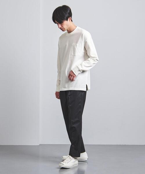 tsuki.s（ツキドットエス）の「＜tsuki.s（ツキドットエス）＞【別注】テンジク クルーネック ロングスリーブ（Tシャツ/カットソー・メンズ・オフホワイト/オリーブ・SMALL/MEDIUM/LARGE）」の6枚目の写真