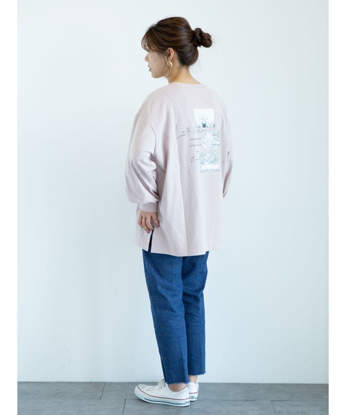 RAY CASSIN FAVORI（レイカズンフェバリ）の「・RAY CASSIN ﾊﾞｯｸ転写ptﾛﾝT＊（Tシャツ/カットソー・レディース・ライトグレー/ベージュ/オフホワイト/ピンク・FREE）」の13枚目の写真