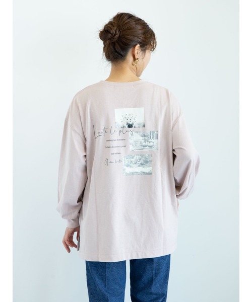 RAY CASSIN FAVORI（レイカズンフェバリ）の「・RAY CASSIN ﾊﾞｯｸ転写ptﾛﾝT＊（Tシャツ/カットソー・レディース・ライトグレー/ベージュ/オフホワイト/ピンク・FREE）」の6枚目の写真