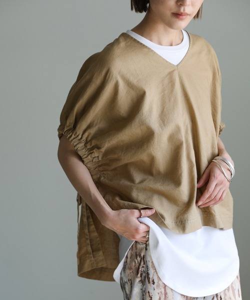 select MOCA（セレクトモカ）の「リネンサイドリボンギャザーブラウス（シャツ/ブラウス・レディース・ホワイト/ブラック/ベージュ・FREE）」の9枚目の写真