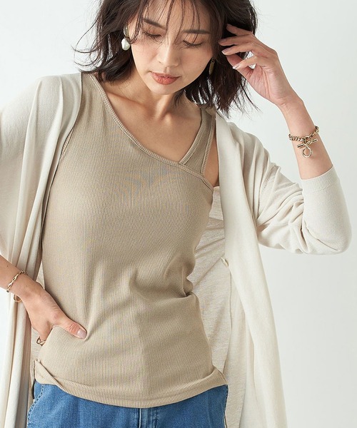 RIVE DROITE(リヴドロワ)の「アシメタンクカットソー(タンクトップ・レディース・ブラック/ベージュ・FREE)」の1枚目の写真